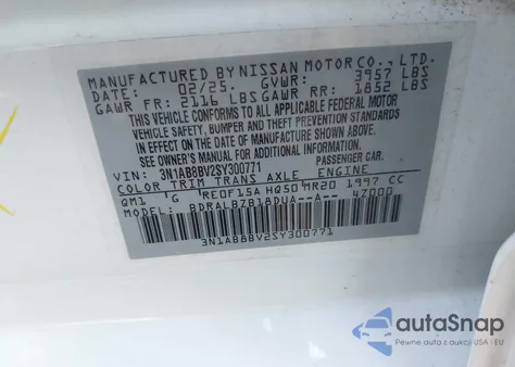 2025 Nissan Sentra S from USA, damaged, VIN 3N1AB8BV2SY300771